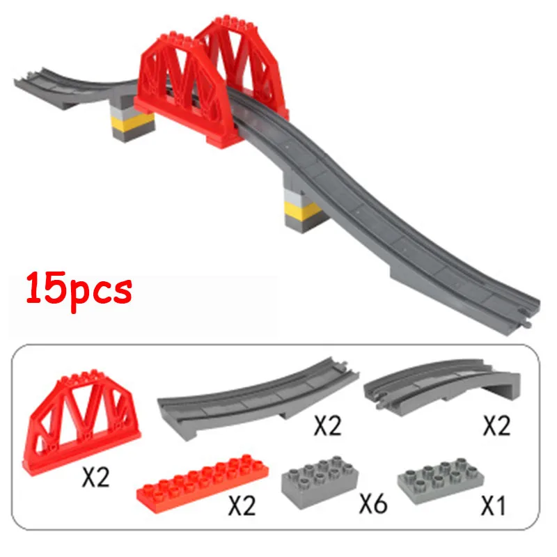 GOROCK Duplo игрушки поезд трек мост Строительные блоки Набор для детей творческие Кирпичи совместимы с Duploe 3774 DIY трек игрушки - Цвет: Train Track Bridge B