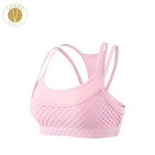 Двухслойный вязаный спортивный бюстгальтер для женщин бег Йога марафон активная Высокая поддержка сексуальная сетка кружева досуг элегантный бюстгалтер Топ