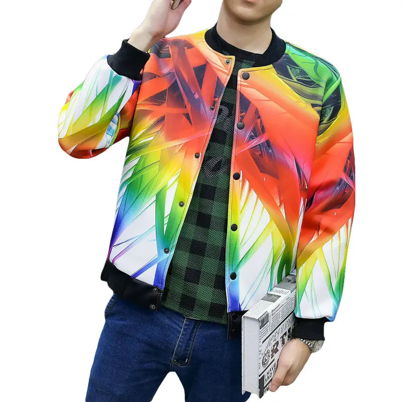 Plus Size 4XL 5XL Men Bomber Jacket Colorful Cool Print 3d Hip Hop ...