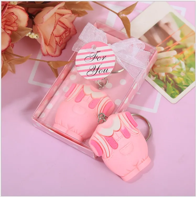 

Free shipping 50pcs Birth ceremony resin key pendant wedding favor baby shower party gifts blue pink keychain a gifts for guests