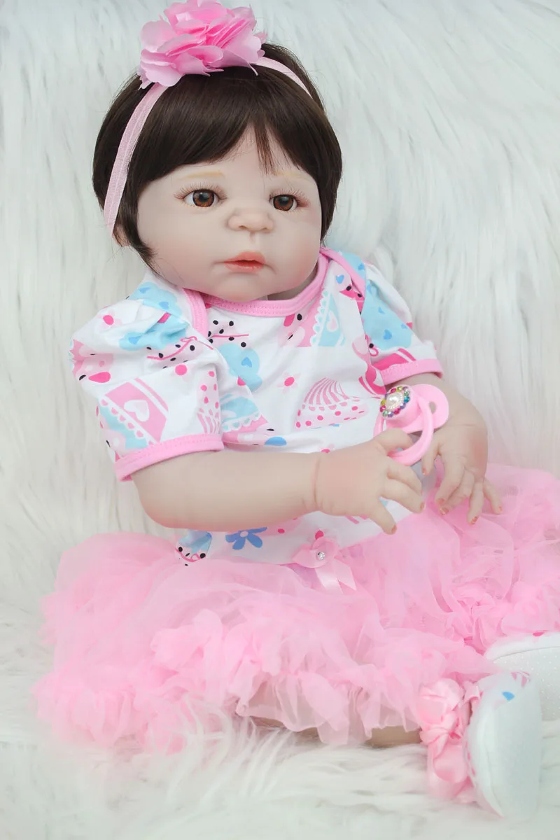 55 см полное Силиконовое боди Reborn Baby Doll игрушка 22-дюймовый винил новорожденный принцессы для девочек младенцев кукла прекрасный подарок на