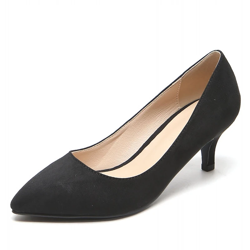 

Women Pumps Shoes Best Quality Kid Suede Dress Lady High Heels Sexy Thin Med Heel Party Woman Pointed Toe Shoes XZL-A0025