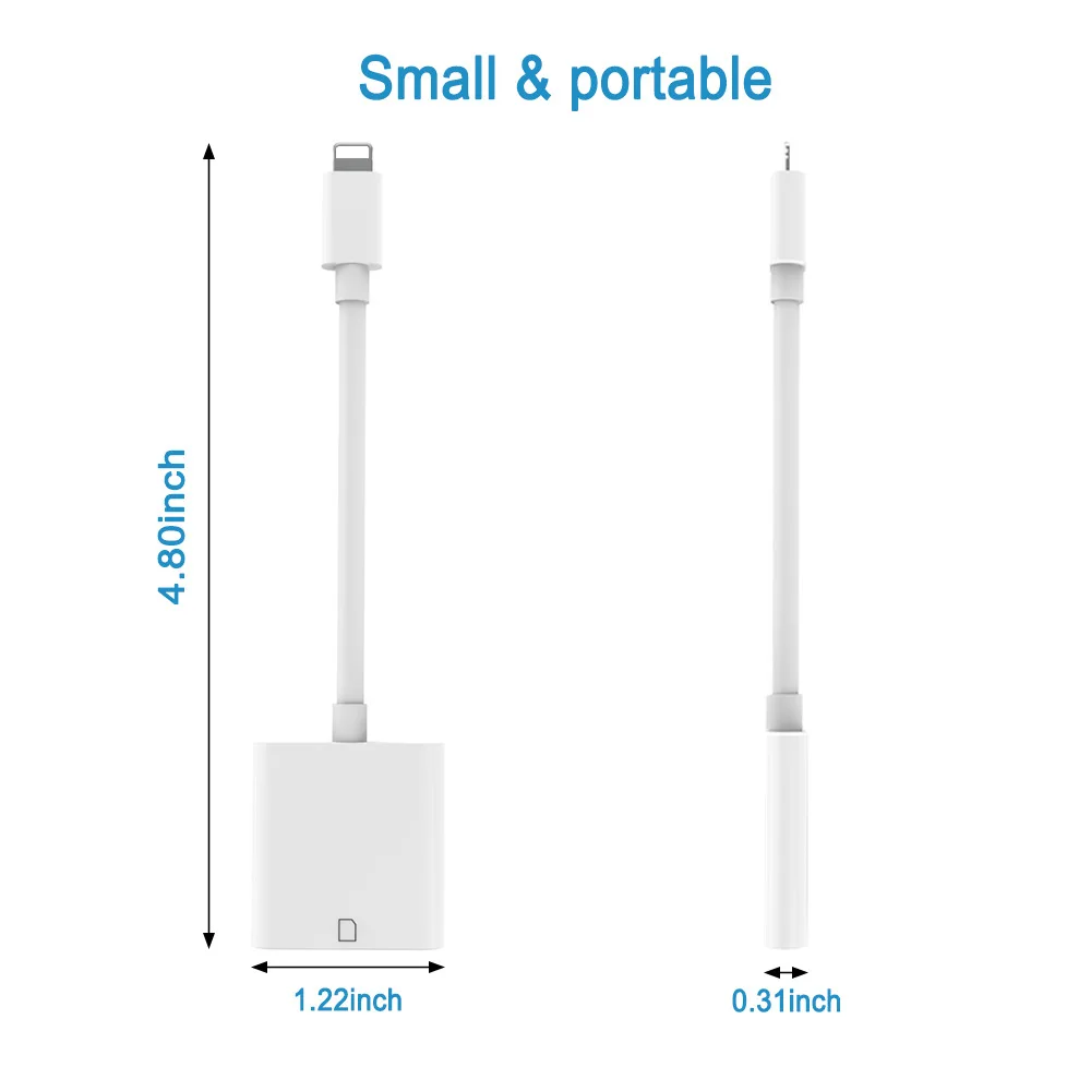 Считыватель карт Lightning SD, адаптер для чтения цифровой камеры для iPhone/iPad(Поддержка iOS 13,12, 11), устройство для просмотра фото