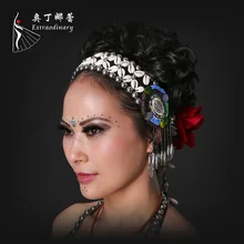 Étnico Rebordear Remaches Headwear Accesorios del Funcionamiento de la Etapa de Danza Del Vientre Accesorio de la Danza Del Vientre Accesorio Del Traje Para Dama ATS01052