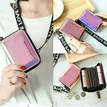 

2019 Wallet Holographic Purse Laser Women Hologram Clutch Shoulder Bags Colorful Makeup Laser Bag Mini Purse Wallet Wholesales