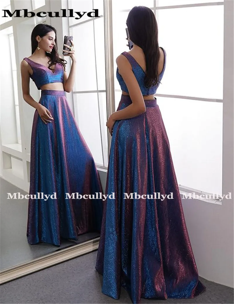 Mbcullyd Vestidos de gala, сексуальные платья из двух частей, длинные платья для выпускного вечера, а-силуэт, v-образный вырез, вечерние платья на выпускной