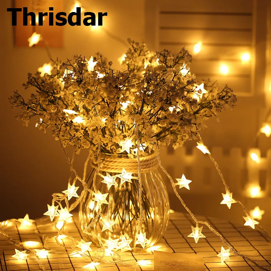 Thrisdar 5M 10M 20M 30M Five pointed Star LED String Fairy Lights Outdoor Christmas Fairy String Light for wedding Party Holiday Thrisdar 5M 10M 20M 30M Five pointed Star LED String Fairy Lights Outdoor Christmas Fairy String Light for wedding Party Holiday