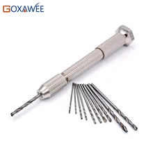 High Quality Mini Micro Aluminum Hand Drill With Keyless Chuck +10pc Twist Drill Bit Woodworking Drilling Rotary Tools