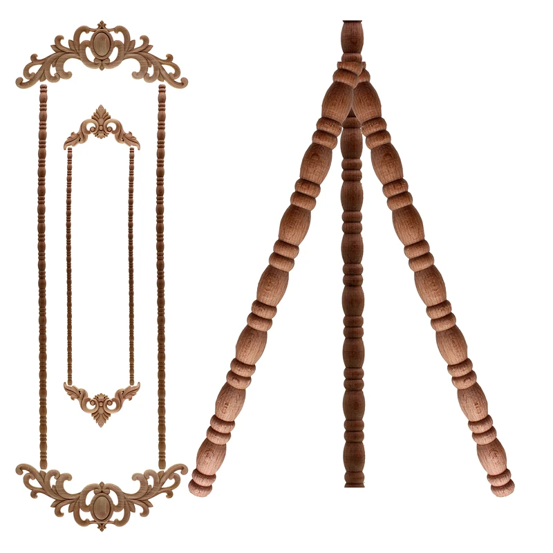 

VZLX New Arrival Vintage Wood Carved Corner Onlay Applique Unpainted Furniture Cabinet Decorative Figurines Wooden Miniature