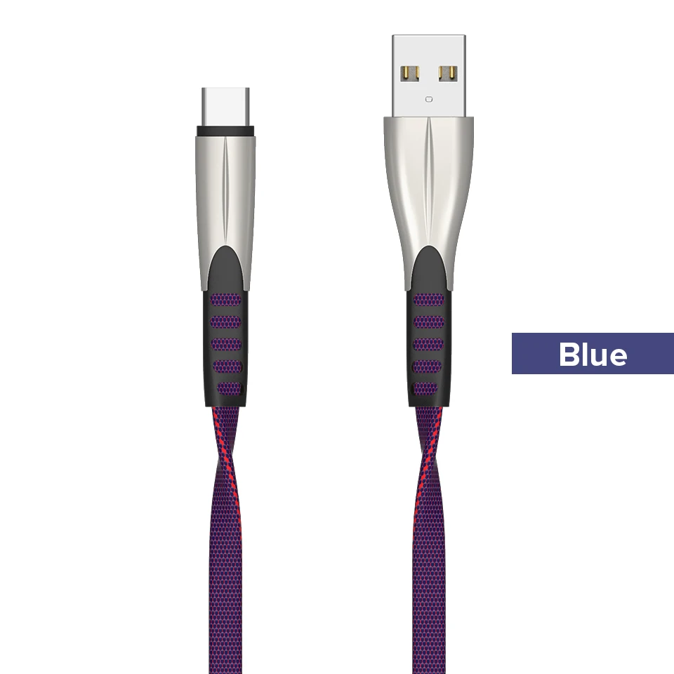Venroii 1 м 2 м usb type C кабель для быстрой зарядки для samsung S8 S9 S10 huawei P20 P30 Pro mate 20 Android Phone type-C Cabo Xiaomi 8 - Цвет: Blue