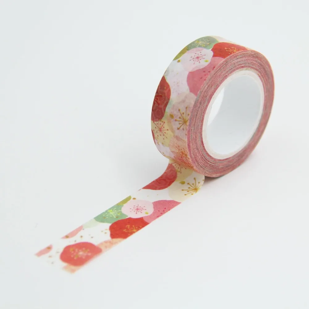 Beautiful Red Pink Floral Washi Paper Masking Tape Scrapbooking Tapes