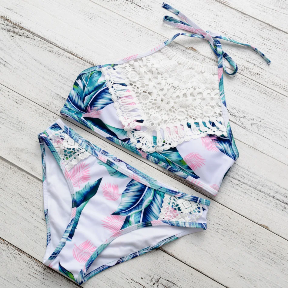 Bonitakinis Brand Swimsuits Lace Biquini Bikinis Set Women Swimming Wear Brazilian Bathing Suits Bohemia Cropped Top Swimsuit 