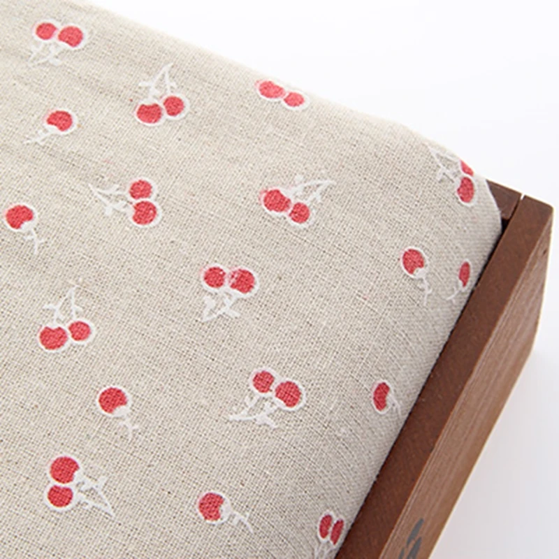 155cm*50cm Cotton Linen Fabric Meter Material Vintage Cherry Quilting