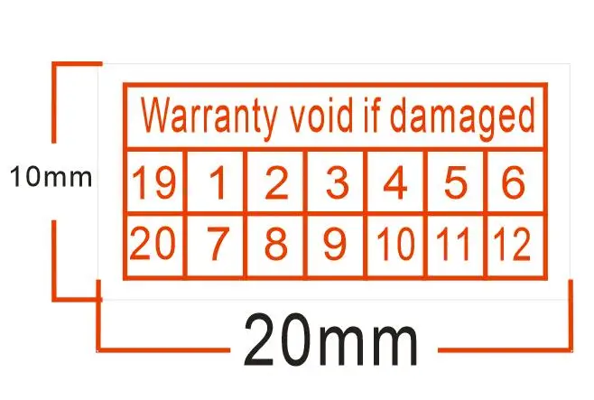 

Free shipping for 1000pcs/lot Warranty sealing label sticker void if damaged, with 19/20 years and months, 2x1cm