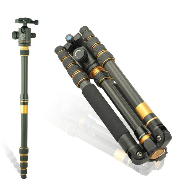 Q777C Ultra light Carbon Fiber Tripod Portable Monopod For DSLR Camera
