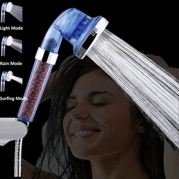 

Shower Bath Head Adjustable 3 Mode High Pressure Stone Stream Handheld Head With Negative Ion Activated Ceramic Balls(YJ-SK-001)