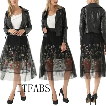 

Spring and Autumn New Fashion Women's High Waist Pleated Embroidered Half Length Elastic Skirt Promotions Lady Underskirt
