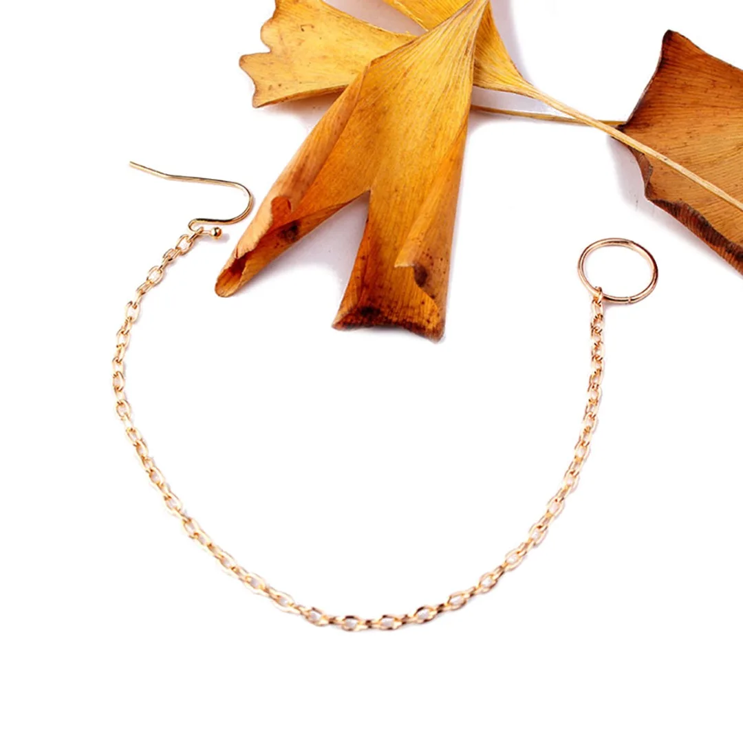 Gold Silver Plated Clip On Nose Lip Nasal Ring Tassel Link Chain Metal Hook Nose Ring Chain Punk Ethnic Indian Jewelry feminina