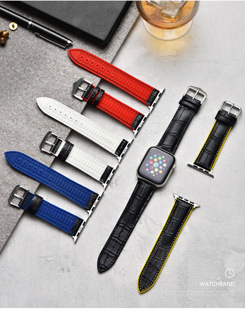 Для наручных часов Apple Watch, версии коллекция Лидер продаж силиконовый кожаный ремешок 5/4/3/2/1 Спортивный Браслет, 42 мм, 38 мм, ремешок для наручных часов iwatch, 5 Аксессуары