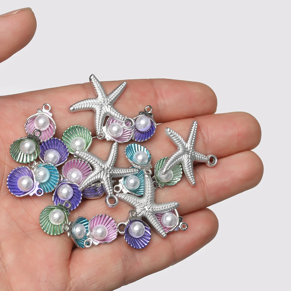 

10pcs/Set DIY Enamel Shell Charm Pendant For Women Necklace Pendant Making Alloy Beads Fit Bracelet Jewelry Accessories