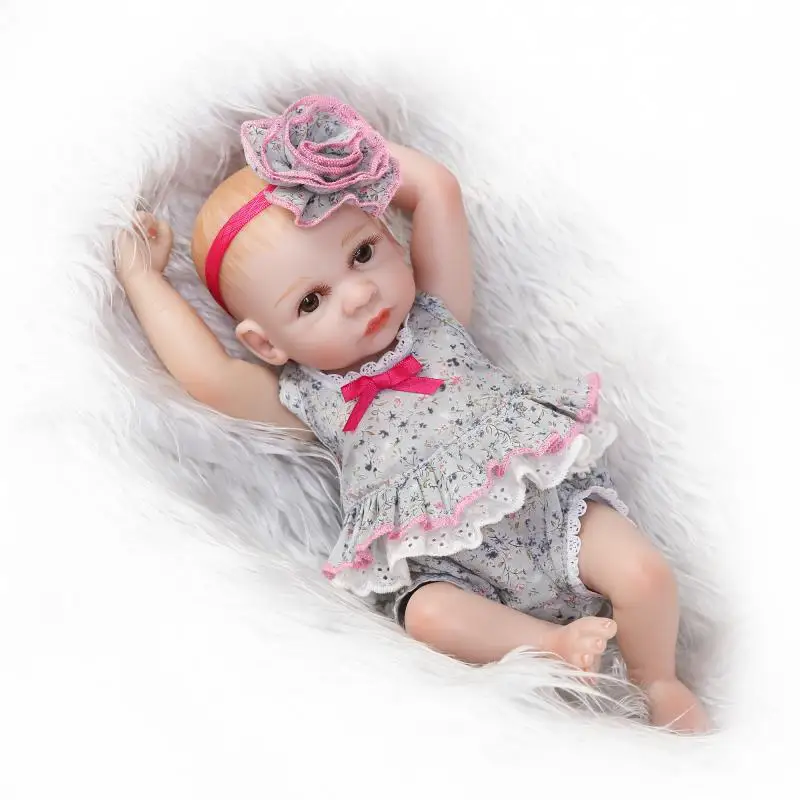 

NPKCOLLECTION 10 inch Mini Reborn Baby Girl Dolls Full Body Silicone Hard Vinyl Cute Newborn Doll Toys
