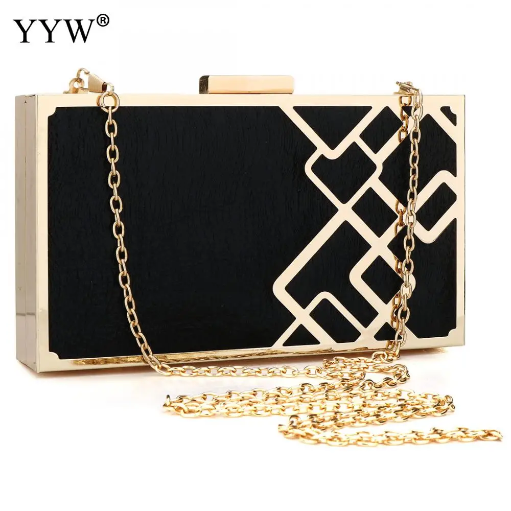 Flannelette Green Clutch Wedding Women Box Bag Gold Chain Geometric Zinc Alloy Christmas Evening Bags Female Party Clutch Gold