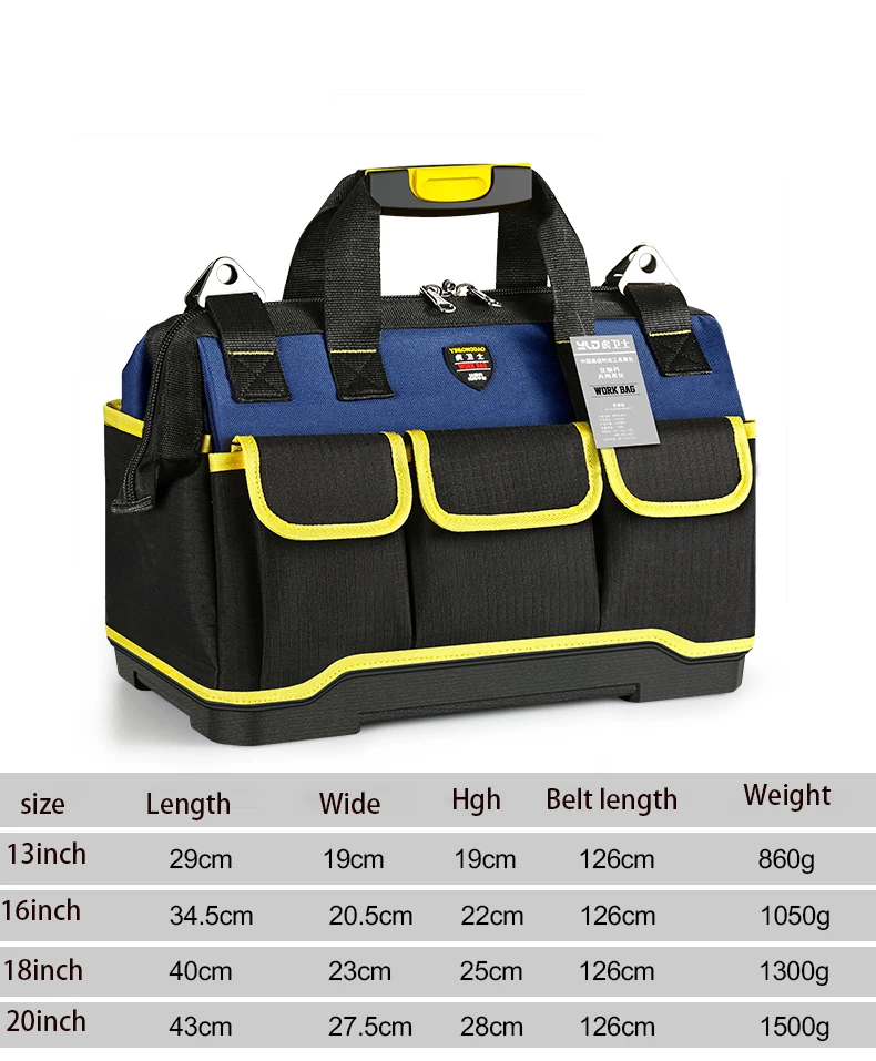 Сумки для инструментов Размер 1" 16" 1" 20" 1680 D Оксфорд ткань сумка Топ широкий рот электрика сумки водонепроницаемый инструментарий