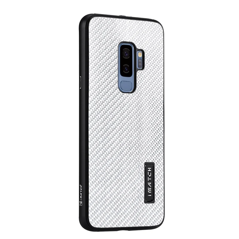 iMatch Luxury Aluminum Metal Bumper Carbon Fiber Back Cover Case for Samsung Galaxy S9 & Samsung Galaxy S9 Plus