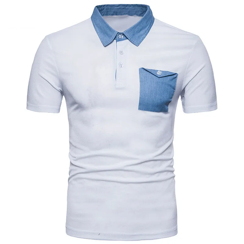 

Mr.nut spring and summer new fashion stitching men's lapel short-sleeved shirt fashion casual slim men's shirt