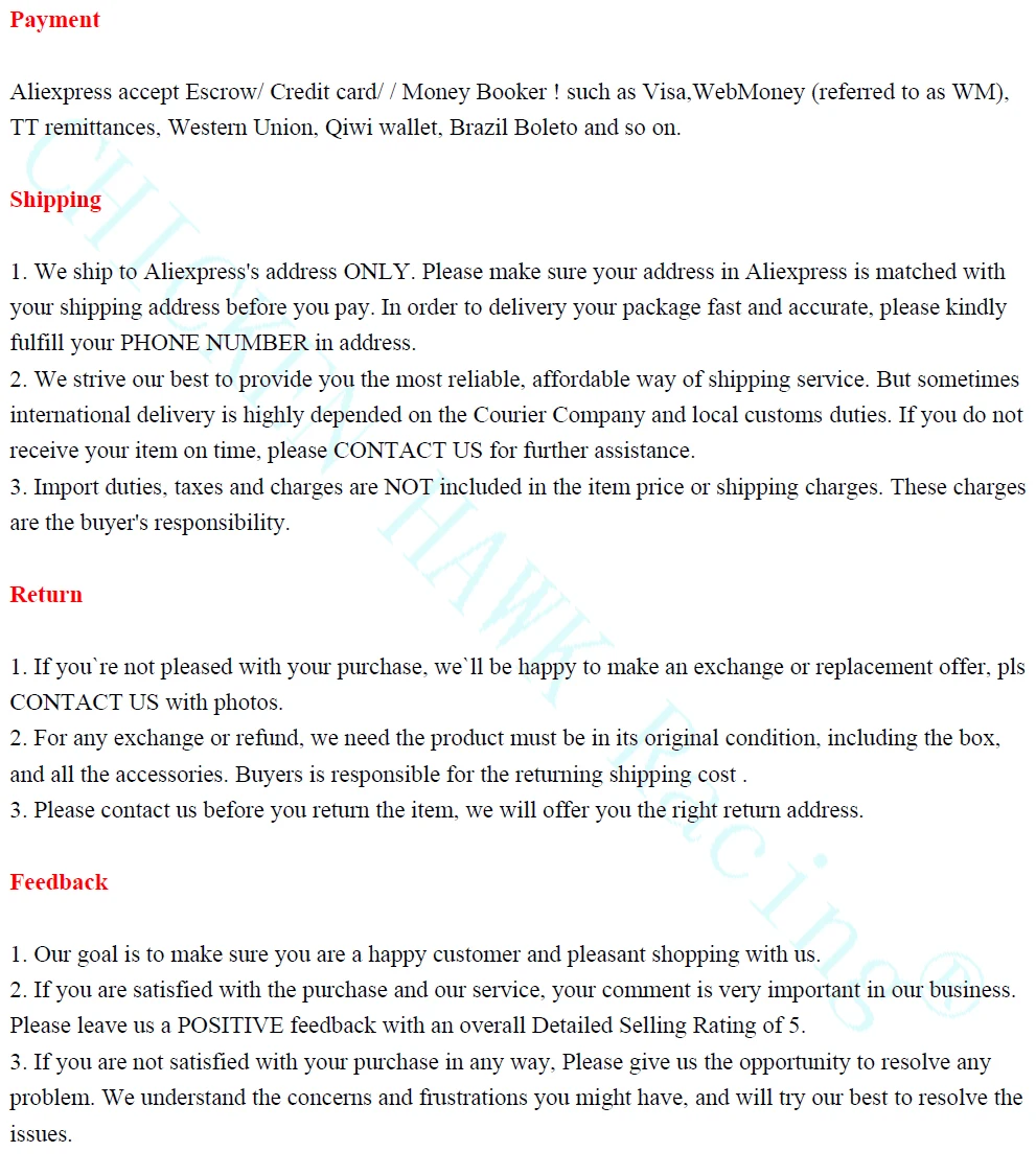 Chicken aliexpress description