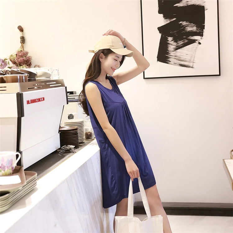 Nursing Dress Summer loose Maternity Dresses Sleeveless Pregnancy Dress for Pregnant Women Daily Home Wearing Maternity Clothes (26)