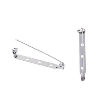 

Iron Brooch Safety Pins Findings Back Bar Pins with Three Holes DIY Making Craft Material, Metal 38x5mm, hole: 2mm, pin: 1mm