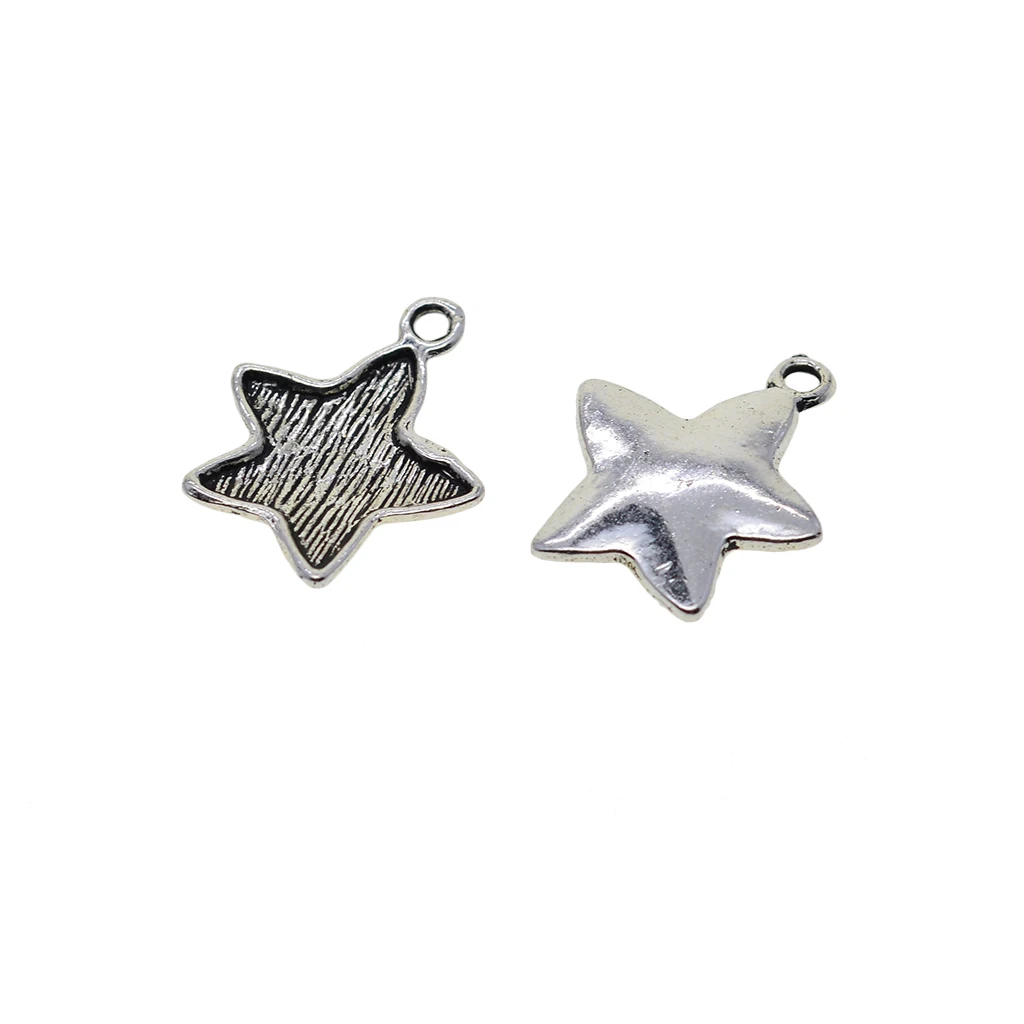 100pcs Antique Tibetan Style 20x15mm Alloy Star Pendant Cabochon Bezel Settings Trays Cabochon Frame DIY Jewelry Making Charms