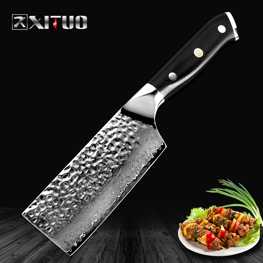 

XITUO 5"in Chinese Style Chef Nakiri Cleaver Knife Handmade Forged 67 layers Damascus Steel Japanese Chef Gyuto Non-stick Knife