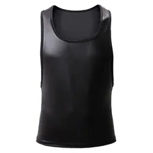 Для мужчин Бодибилдинг Лето искусственная кожа приталенная жилетка блузка спортивные топы сексуальные повседневные вещи круглый вырез майка