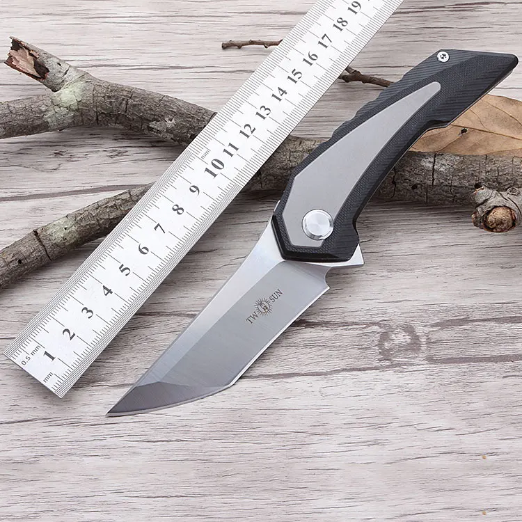 TS75 два солнышка G10 и титановая ручка карманный нож D2 стальное лезвие открытый