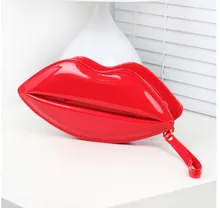 

Women Leather Handbag new 2017 model Red Lip japanned leather bags portable chain lady clutch cross-body women handbag