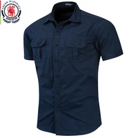 Fredd Marshall New Mens Military Shirt Men Short Sleeve Cargo Shirts 100% Cotton Casual Solid Shirt Male Pocket Work Shirt 55889 - Image 3