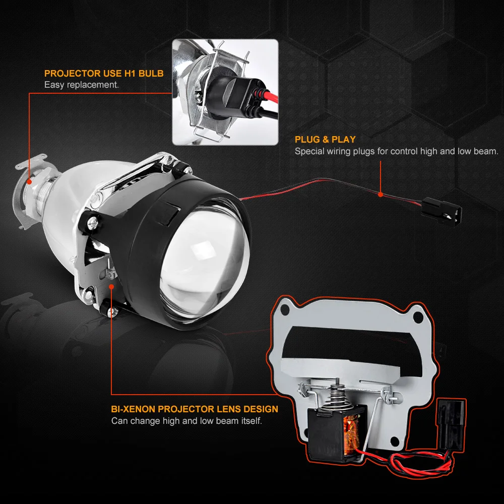 2 шт. мини 2,5 дюймов биксеноновый проектор Лен серебристый черный адаптер кожуха H7 H4 Фары использовать H1 HID лампы для DIY модификации биксенон