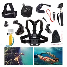 Accessories kit For Gopro hero 4 5 SJCAM SJ4000 Floating Bobber Chest Head Hand Mount Strap Car Suction Mount Selfie Stick 43