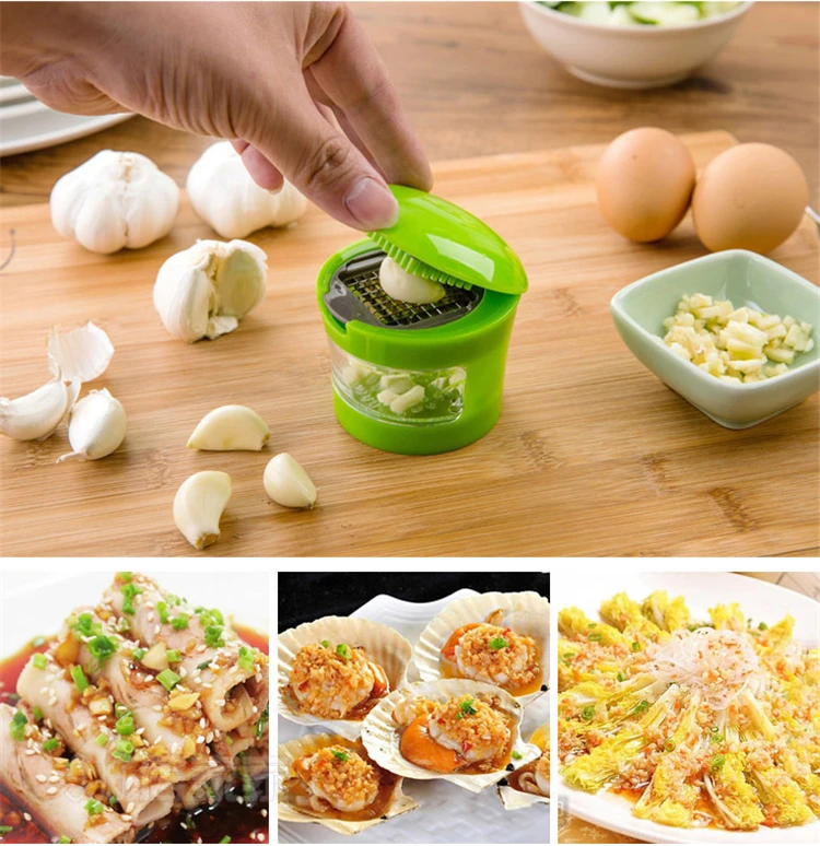 

Multifunction Plastic +Stainless Steel Garlic Press Presser Crusher Slicer Grater Dicing Slicing Ginger Mashing Kitchen Tools