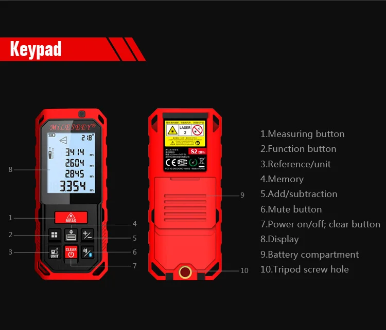 Новинка Mileseey S7/S2 50M Bluetooth Edition лазерный дальномер ручной цифровой лазерный дальномер измеритель расстояния