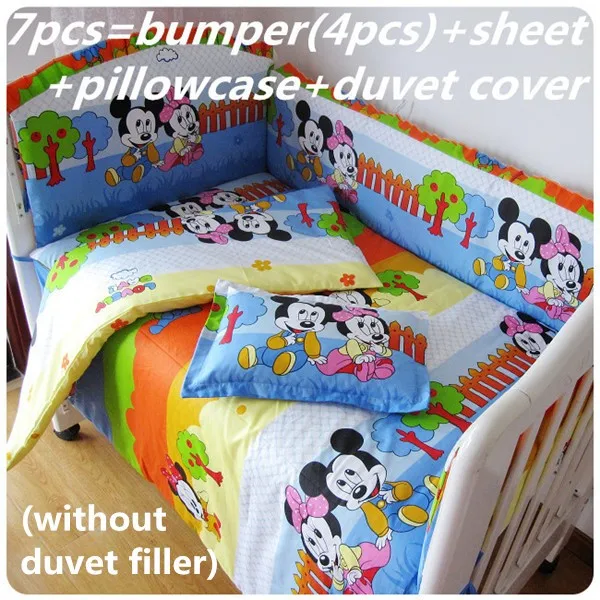 

Discount! 6/7pcs Mickey Mouse Baby Cot Bedding Set for Girls Cartoon Baby Bed Linens Cotton,120*60/120*70cm