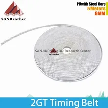 GT2 Timing Belt 2GT 6MM PU Steel Core Open Timing Belt White Color For Kossel RepRap