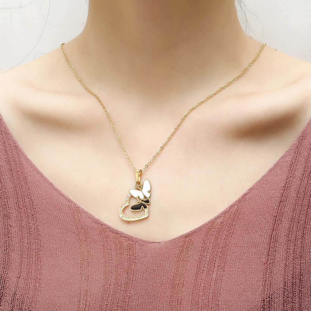 XUANHUA сердце бабочка серьги ожерелье набор из нержавеющей стали ювелирные изделия для женщин Мода ювелирные изделия аксессуары