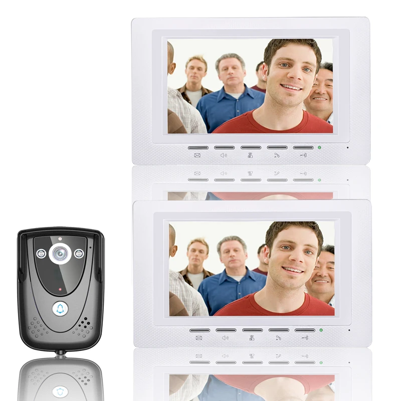 

Free Shipping 7'' Wired Video Door Phone Access Control Doorbell Intercom System Kit 1 camera+2 monitor IR Night Vision 817FCB12