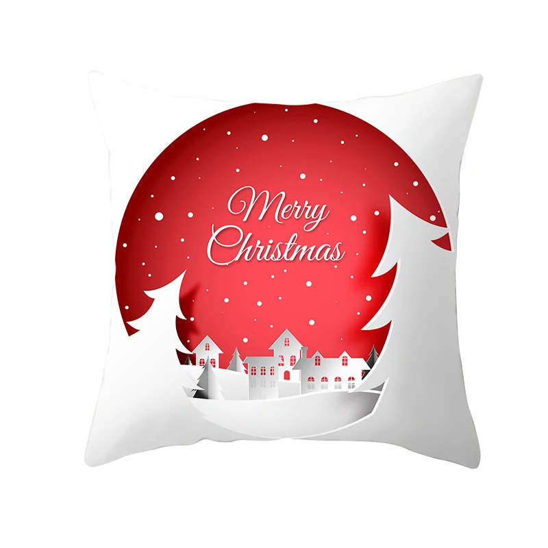 mling 1pcs 45x45cm Santa Claus Christmas Tree Pillowcase Peach Skin Pillowcase Waist Pillow Polyester Throw Pillow Case Cover