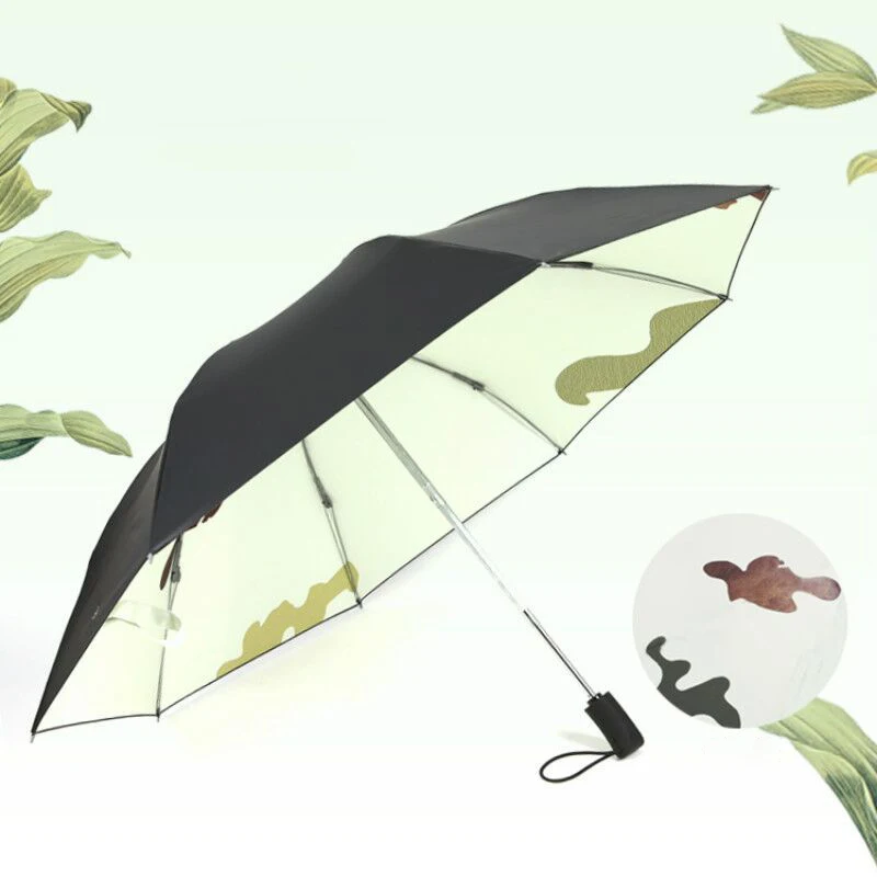 Только Jime Печать Автоматический обратный зонтик для женщин Мода три раза черное покрытие солнцезащитный крем анти-УФ дождя и солнца зонтик - Цвет: Green