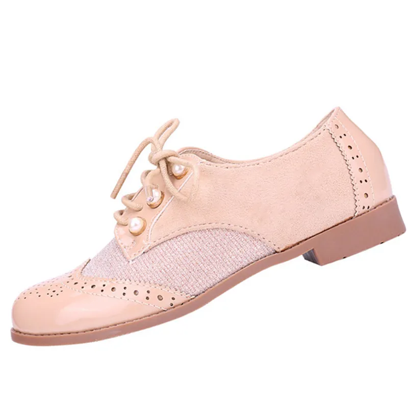 Английская стильная кожаная школьная обувь принцессы для девочек плоская Школьная обувь для детей вечерние модельные туфли для больших детей 802-5 - Цвет: Beige