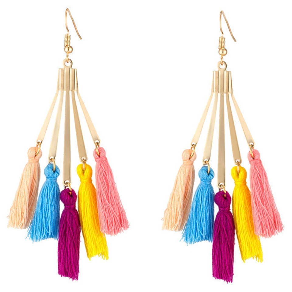 Buy Bohemian long tassels dangle drop earrings women